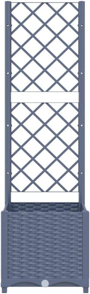 Garden Planter with Trellis, Trellis with Planter Box, Outdoor Raised Garden Bed for Climbing Plants, Raised Garden Bed Garden Planter Box, Dark Gray 15.7"x15.7"x53.5" PP