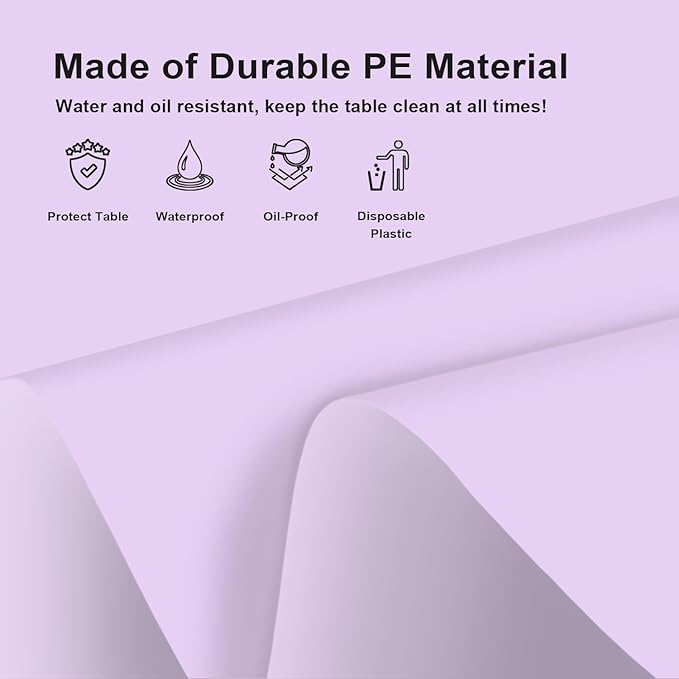 12 Pack Disposable Light Purple Tablecloth, Rectangular Lavender Plastic Table Cloths for Parties Disposable, 54x108 in Waterproof Tablecloth for Birthday Party Baby Shower Picnic Valentines