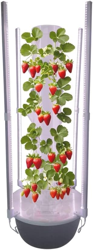Hydroponics Growing System Kit with LED Grow Lights, Aero Gardening System, Hydroponic Tower, 28 Net Pots, Tomato, Green Salad, Strawberry Tower for Your Indoor Vegetable Garden