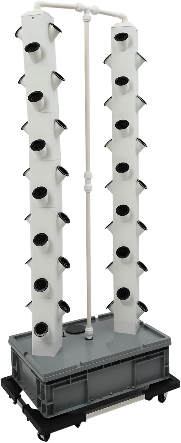 Hydroponic Growing Tower System Kit, 56-Plant Vertical Hydroponics Garden Tower with LED Grow Light, for Outdoor Indoor Herbs Fruits Vegetables Smart Garden Planter Kit