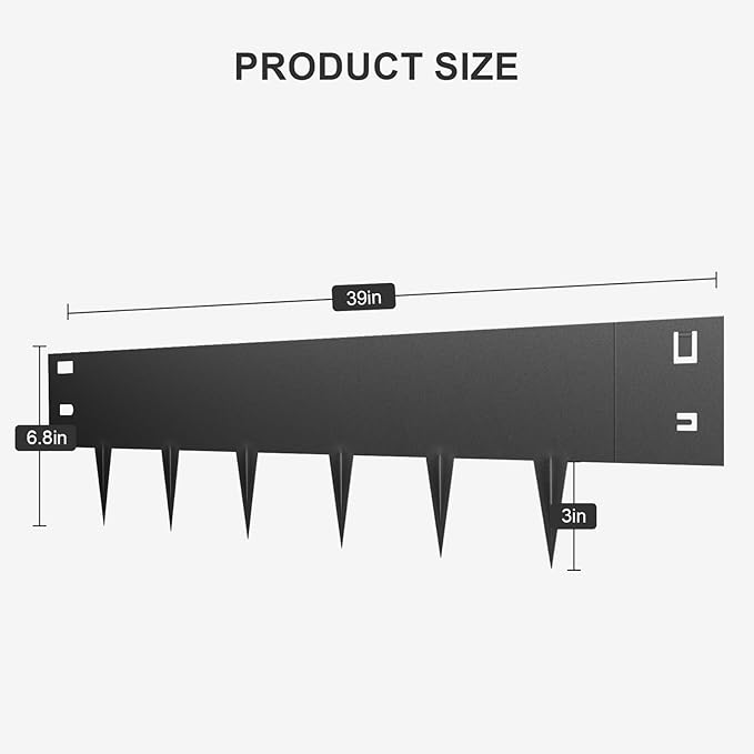 Steel Landscape Edging, 5 Packs 39 x 3.8 in Rust-Resistant Metal Landscape Edging, Bendable Garden Edging Border, Easy-to-Install, Flower Bed Yard Pathway Divider Black