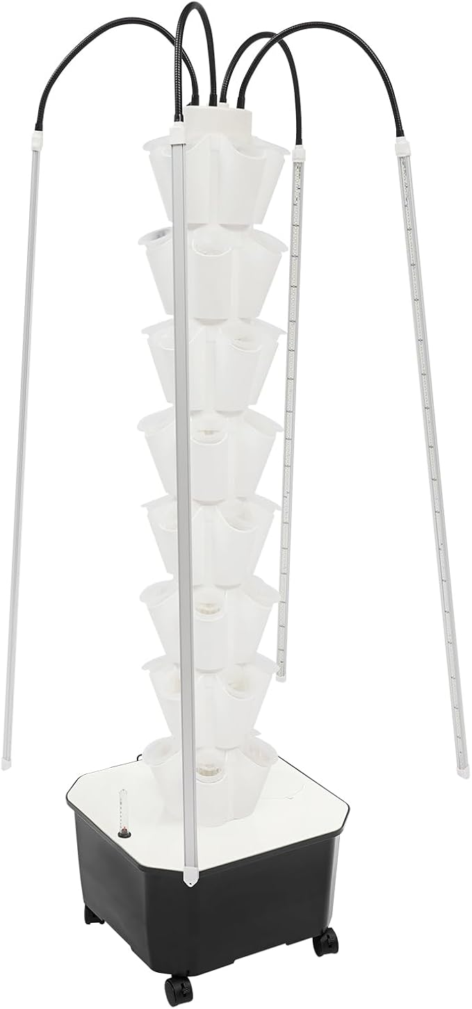 Hydroponic Growing Tower System Kit, 40-Plant Vertical Hydroponics Garden Tower with LED Grow Light, for Outdoor Indoor Herbs Fruits Vegetables Smart Garden Planter Kit