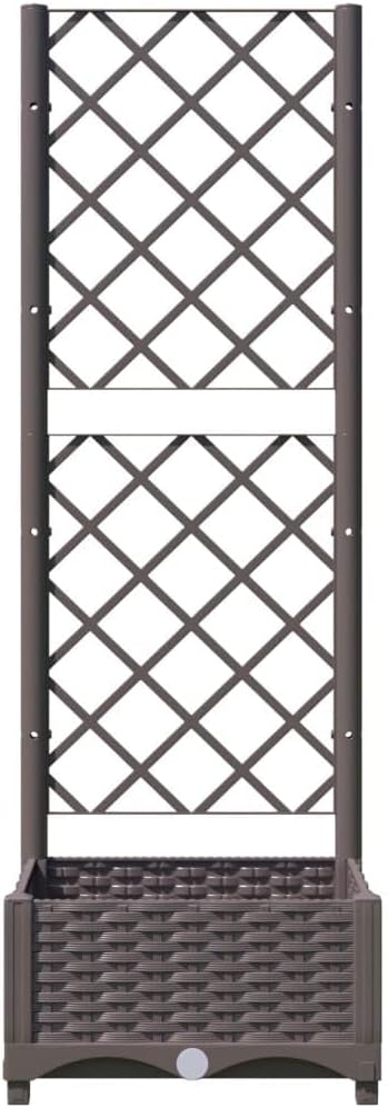 Garden Planter with Trellis, Trellis with Planter Box, Outdoor Raised Garden Bed for Climbing Plants, Raised Garden Bed Garden Planter Box, Brown 15.7"x15.7"x47.8" PP