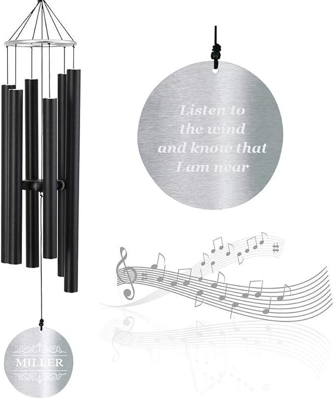 Personalized 36" Bereavement Wind Chimes for Outside, Memorial Gift in Remembrance of a Loved One, Sympathy Gift for Loss of Mother Father Husband, Garden Patio Decor