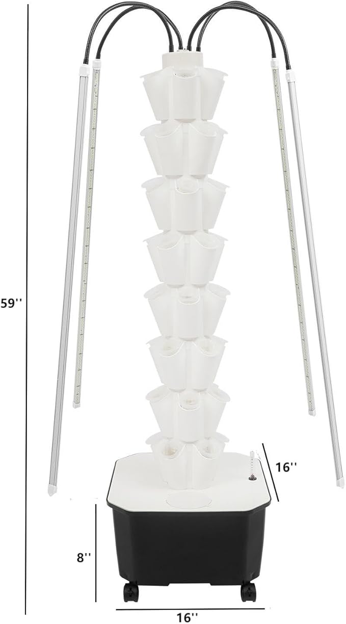 Hydroponic Growing Tower System Kit, 40-Plant Vertical Hydroponics Garden Tower with LED Grow Light, for Outdoor Indoor Herbs Fruits Vegetables Smart Garden Planter Kit
