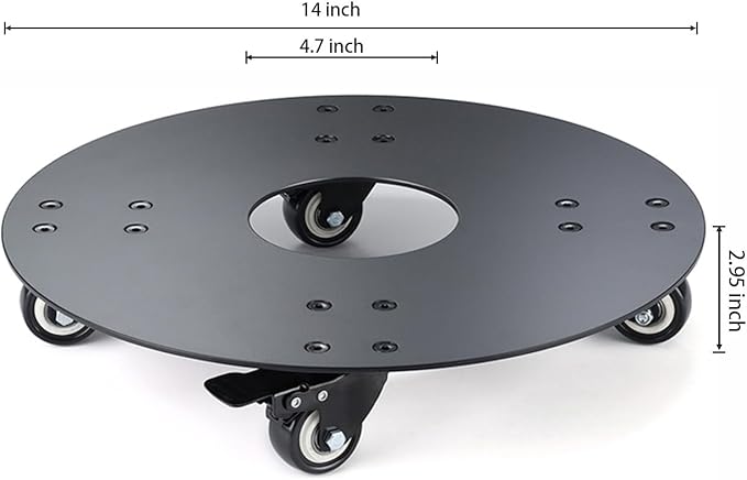 Plant Stand with Wheels,3.0mm Thick Aluminum Alloy Plant Caddy with Wheels Heavy Duty, Rolling Plant Stand Holds 14 Inch and 500lbs(Black)