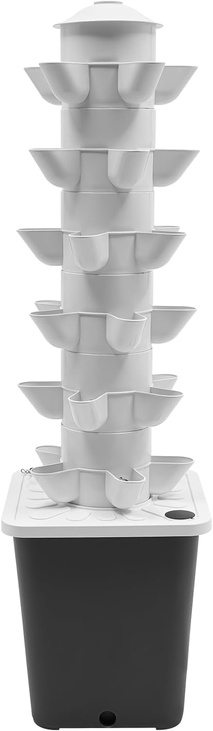 Hydroponic Growing Tower System Kit, 30-Plant Vertical Hydroponics Garden Tower with LED Grow Light, for Outdoor Indoor Herbs Fruits Vegetables Smart Garden Planter Kit