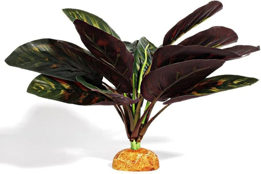 Reptile Terrarium Decor Plants, Bearded Dragon Tank Accessories fit Crested Gecko Leopard Lizard Chameleon Ball Python Snake Frog - Purple Fake Prayer Peacock Plants