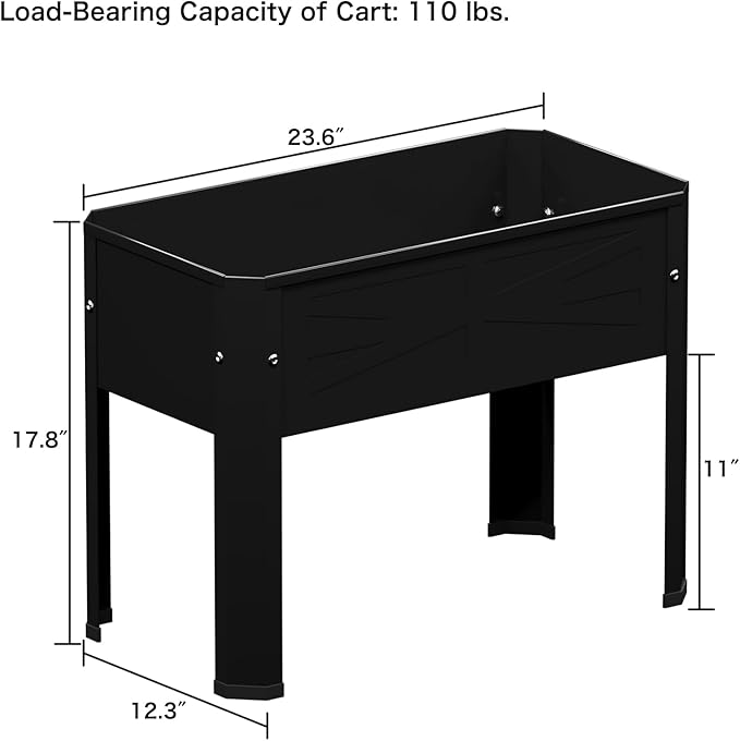 Raised Garden Bed with Detachable Tall Legs Elevated Metal Planter Box for Growing Fresh Herbs Vegetables Flowers Succulents&Other Plants for Outdoor Backyard Patio Deck Balcony Black