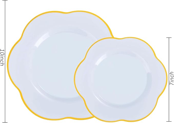 Liacere 50PCS Blue Plastic Plates - Heavy Duty Ice Blue Disposable Plates - Blue and Gold Plastic Plates Include 25PCS Blue Dinner Plates, 25PCS Blue Dessert Plates for Baby Shower Gifts