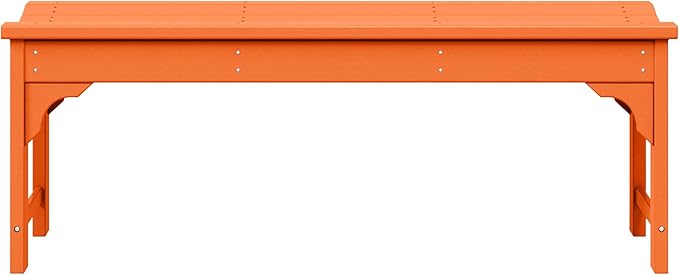 WestinTrends Malibu Outdoor Bench, All Weather Resistant Poly Lumber Backless Patio Garden Bench, Adirondack Curved Bench Seat for Comfort, Orange