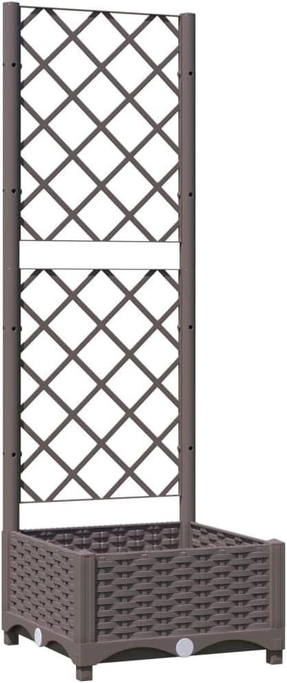Garden Planter with Trellis, Trellis with Planter Box, Outdoor Raised Garden Bed for Climbing Plants, Raised Garden Bed Garden Planter Box, Brown 15.7"x15.7"x47.8" PP
