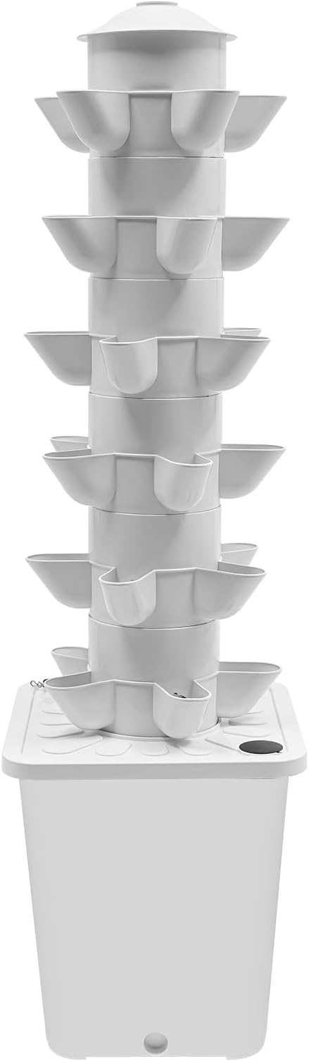 Hydroponic Growing Tower System Kit, 30-Plant Vertical Hydroponics Garden Tower with LED Grow Light, for Outdoor Indoor Herbs Fruits Vegetables Smart Garden Planter Kit