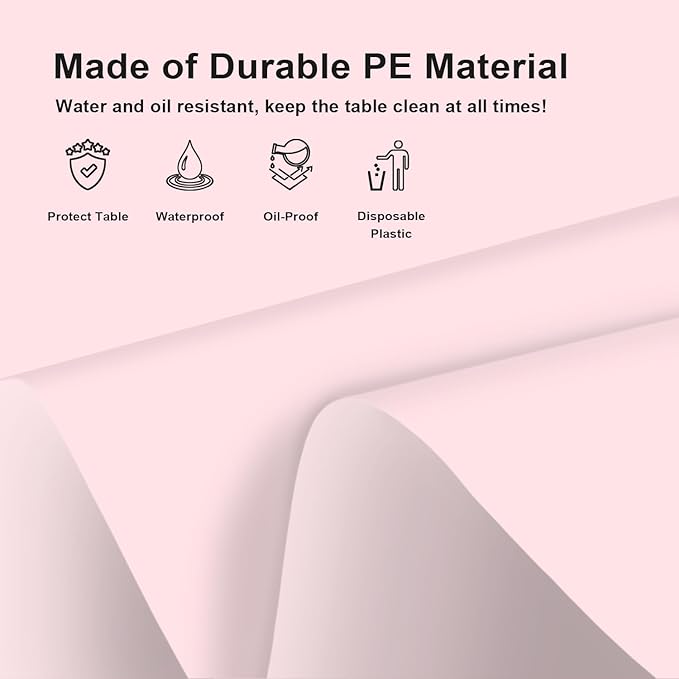 3 Pack Rectangular Disposable Light Pink Tablecloth, Light Pink Plastic Table Cloths for Parties Disposable, 54x108 in Waterproof Tablecloth for Birthday Party Baby Shower Picnic Valentines