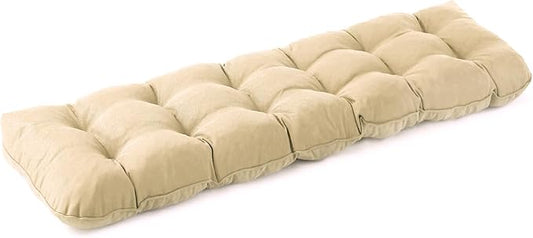 Outdoor Bench Cushion, 48x18x5 Inch, Waterproof Bench Cushion for Outdoor/Indoor Furniture, Tufted Patio Bench Seat Cushion, Fade Resistant Outdoor Cushions for Porch Swing Couch, Beige
