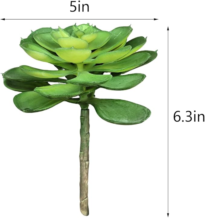 2Pcs Artificial Succulent Plants, Lotus Flower Realistic Fake Succulents, Fake Plant for Garden Arrangement Decor, Green