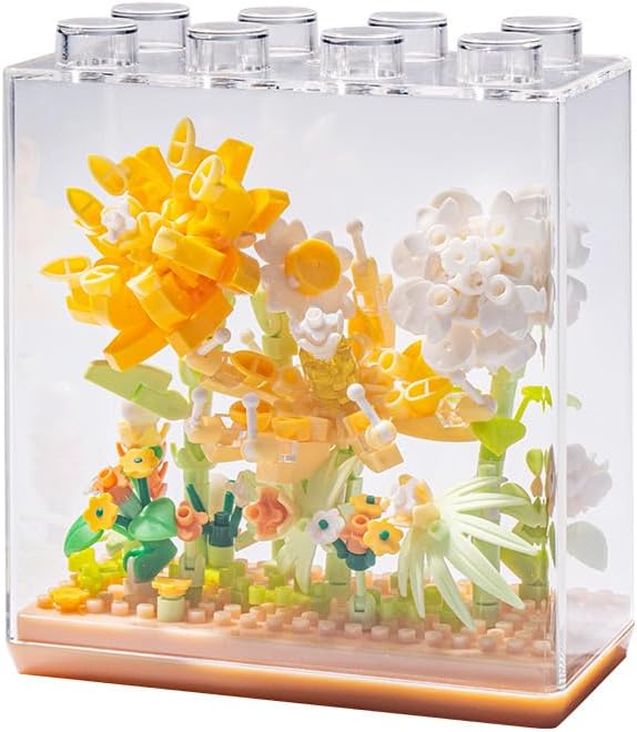 Chrysanthemum Fragrance DIY Flower Plant Building Blocks Toy - Creative Botanical Collection for Kids and Adults Home and Collection Art Home Office Decor with Dust Cover