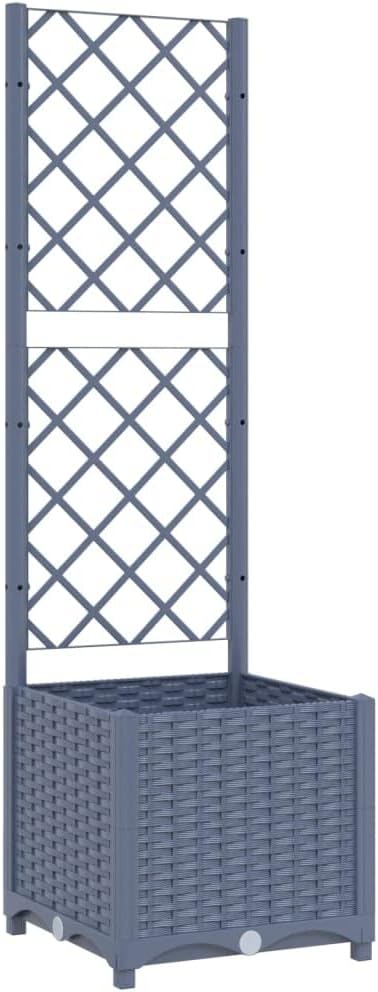 Garden Planter with Trellis, Trellis with Planter Box, Outdoor Raised Garden Bed for Climbing Plants, Raised Garden Bed Garden Planter Box, Dark Gray 15.7"x15.7"x53.5" PP