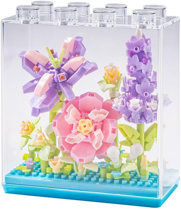 Epiphyllum DIY Flower Plant Building Blocks Toy - Creative Botanical Collection for Kids and Adults Home and Collection Art Home Office Decor with Dust Cover