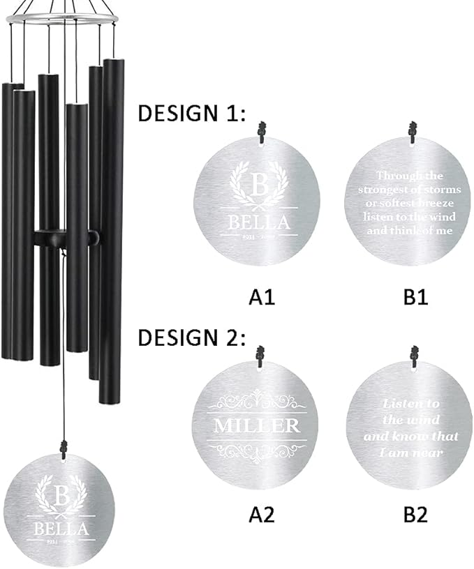 Personalized 36" Bereavement Wind Chimes for Outside, Memorial Gift in Remembrance of a Loved One, Sympathy Gift for Loss of Mother Father Husband, Garden Patio Decor