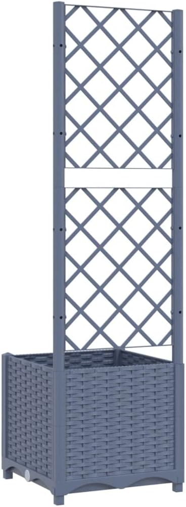 Garden Planter with Trellis, Trellis with Planter Box, Outdoor Raised Garden Bed for Climbing Plants, Raised Garden Bed Garden Planter Box, Dark Gray 15.7"x15.7"x53.5" PP