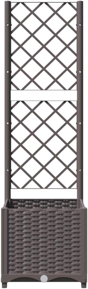 Garden Planter with Trellis, Trellis with Planter Box, Outdoor Raised Garden Bed for Climbing Plants, Raised Garden Bed Garden Planter Box, Brown 15.7"x15.7"x53.5" PP