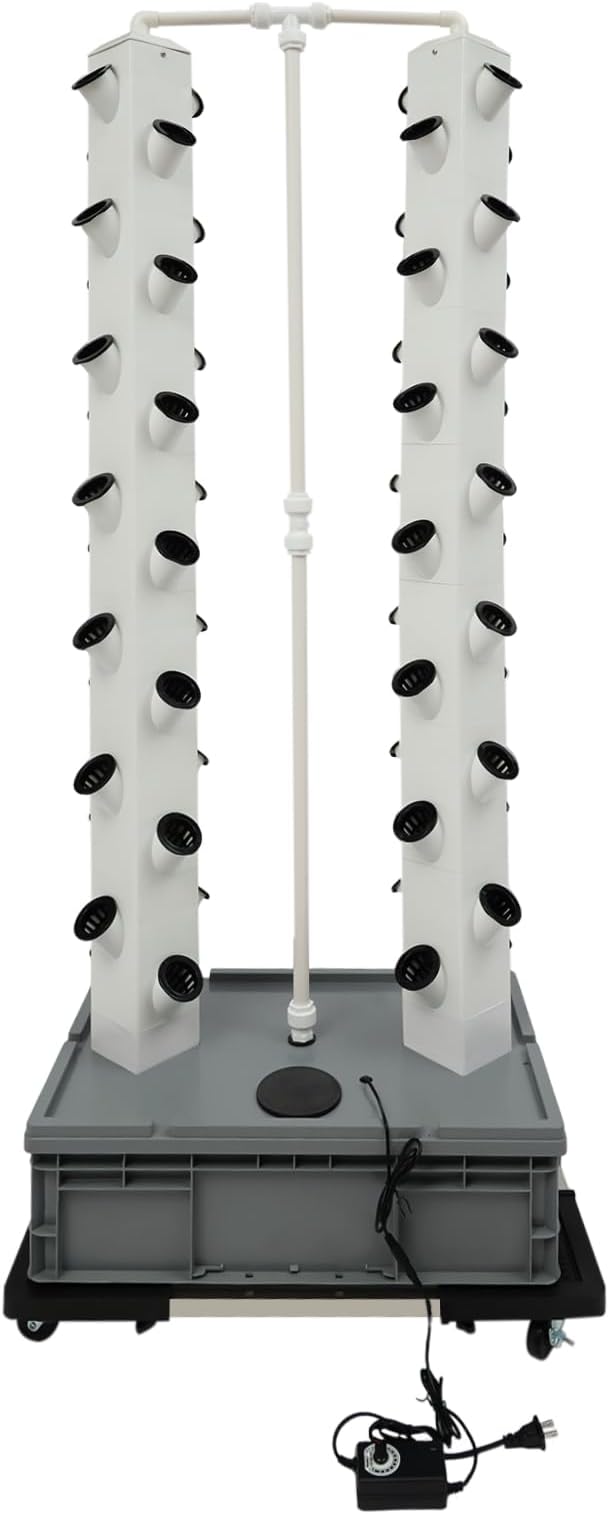 Hydroponic Growing Tower System Kit, 56-Plant Vertical Hydroponics Garden Tower with LED Grow Light, for Outdoor Indoor Herbs Fruits Vegetables Smart Garden Planter Kit
