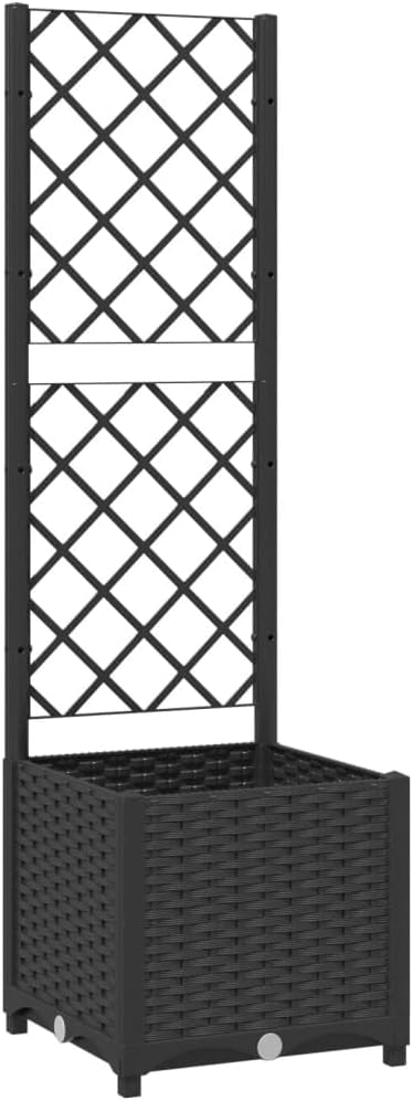 Garden Planter with Trellis, Trellis with Planter Box, Outdoor Raised Garden Bed for Climbing Plants, Raised Garden Bed Garden Planter Box, Black 15.7"x15.7"x53.5" PP