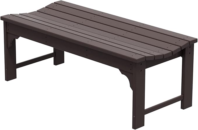 WestinTrends Malibu Outdoor Bench, All Weather Resistant Poly Lumber Backless Patio Garden Bench, Adirondack Curved Bench Seat for Comfort, Dark Brown