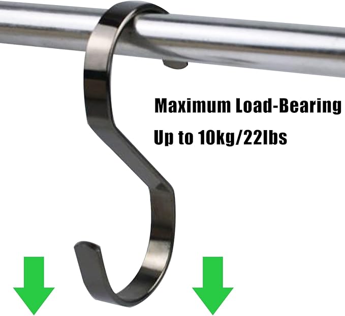 16-Pack 4 Inch Flat S Shape Hooks Heavy-Duty Chrome Finish Hanging S Hooks for Kitchenware, Pots, Utensils, Plants, Towels, Gardening Tools, Clothes (Gun Black)