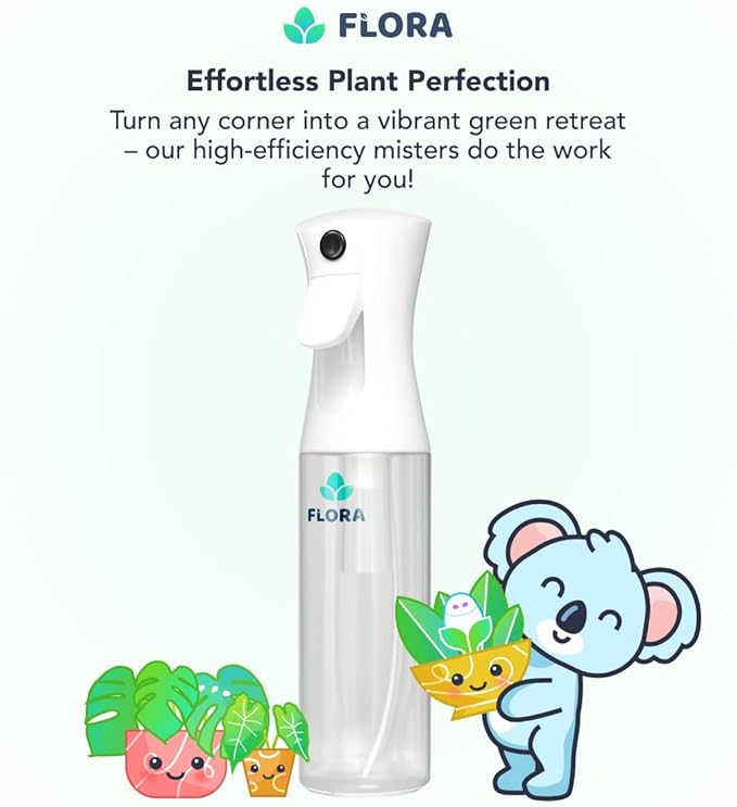 Flora Premium Plant Mister Spray Bottle for Gentle & Fine Mist for Precision Hydration, Dispersed Humidity & Moisture, Comes w App for Smart Plant Care, Plant ID and Diagnosis Tool (1 pack)