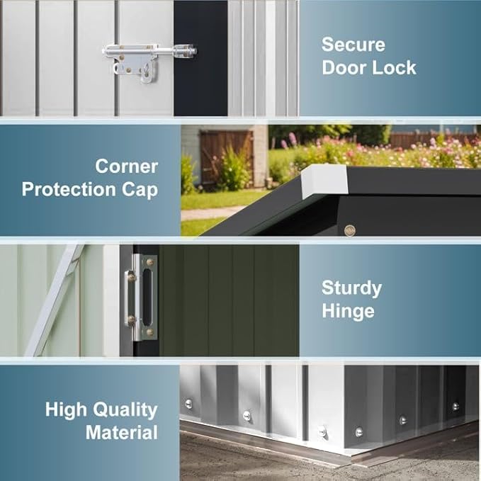 Greesum 5×3 FT Outdoor Storage Shed, Metal Storaged Sheds Without Floor, Tool Sheds with Lockable Doors and Sloping Roof for Garden, Patio, Backyard, White