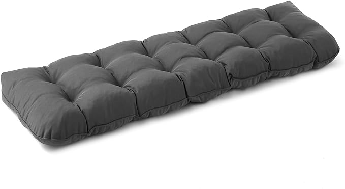 Outdoor Bench Cushion, 48x18x5 Inch, Waterproof Bench Cushion for Outdoor/Indoor Furniture, Tufted Patio Bench Seat Cushion, Fade Resistant Outdoor Cushions for Porch Swing Couch, Dark Grey