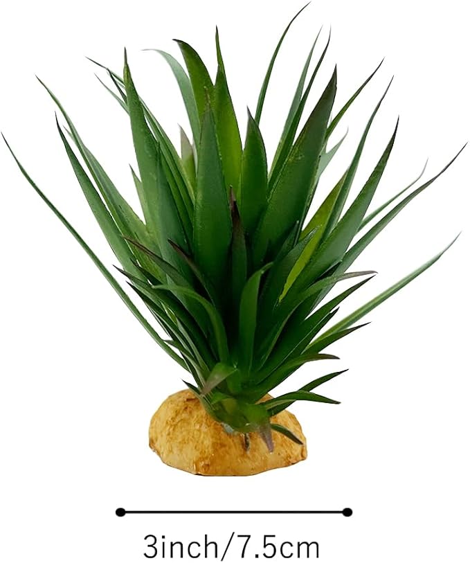 Smoothedo-Pets Reptile Artificial Plants Succulent Terrarium Decorative Desert Rainforest Plant Lizard Beard Chameleon Gecko Snake Amphibious Sea Turtle Tank Accessory (Agave-Set)