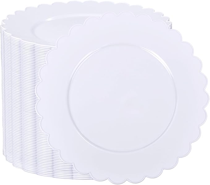 SUT 72Pcs 7.5" White Plastic Plates, Heavy Duty Disposable Plates for Weddings, Parties, Events, Fancy Dessert & Appetizer Plates | Shatterproof Bulk Party Supplies (72 Count)
