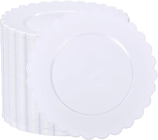 SUT 72Pcs 7.5" White Plastic Plates, Heavy Duty Disposable Plates for Weddings, Parties, Events, Fancy Dessert & Appetizer Plates | Shatterproof Bulk Party Supplies (72 Count)