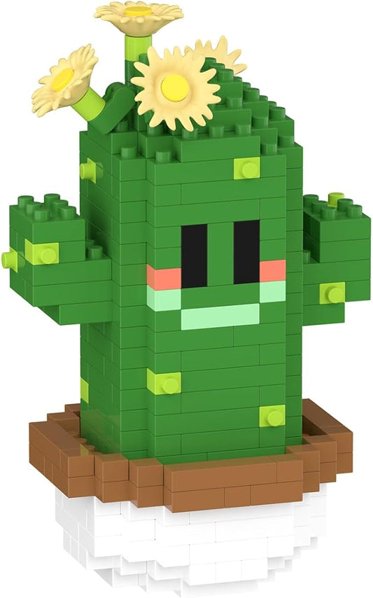 Tall Mini Cute Cactus Succulent Plants Bonsai Building Toy Potted Plant Blocks Particle Flower Botanical