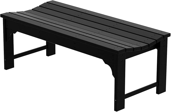 WestinTrends Malibu Outdoor Bench, All Weather Resistant Poly Lumber Backless Patio Garden Bench, Adirondack Curved Bench Seat for Comfort, Black