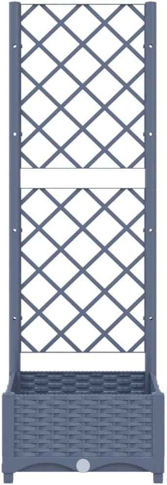 Garden Planter with Trellis, Outdoor Raised Garden Bed for Climbing Plants, Dark Gray 15.7"x15.7"x47.8" PP