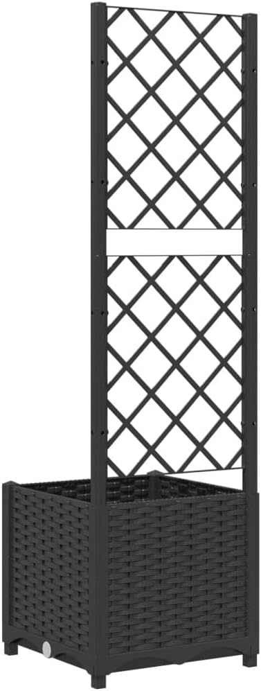 Garden Planter with Trellis, Trellis with Planter Box, Outdoor Raised Garden Bed for Climbing Plants, Raised Garden Bed Garden Planter Box, Black 15.7"x15.7"x53.5" PP