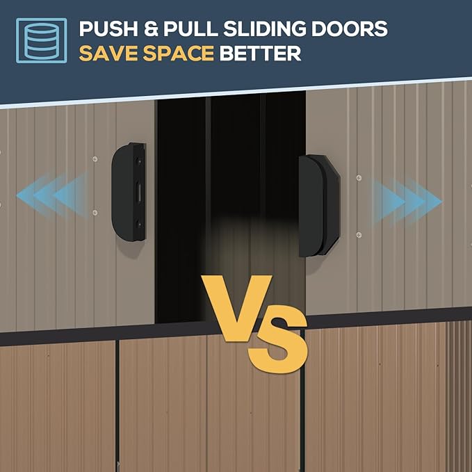 U-MAX 8 x 6 Ft Outdoor Shed, 6x8 Outdoor Storage Metal Cabinet Sheds & Outdoor Storage Clearance (Sliding Door), Garden Metal Shed for Yard in Grey