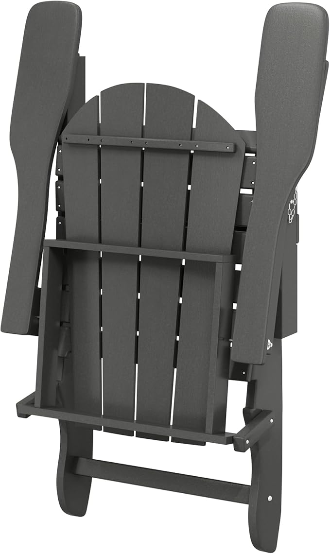 Westin Outdoors Laguna WO Home Outdoor Adirondack Folding Chair Lounger Seat Traditional Retro Home Furniture for Beach, Balcony, Backyard, Lawn, Patio, Pool, Deck, Garden (Gray)