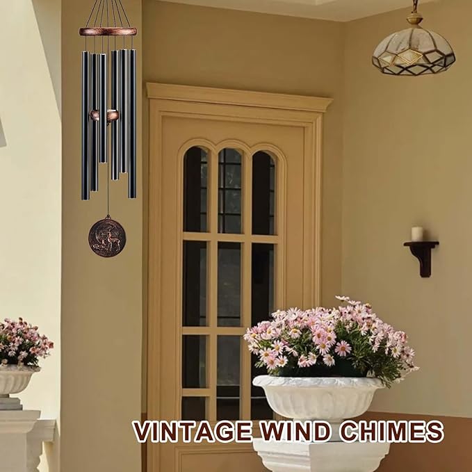 Wind Chimes for Outside, Vintage Deer Deep Tone Wind Chime Outdoor Clearance, Patio Porch Balcony Decoration, Garden Hanging Decor Gifts for Women Mom Grandma (34" Deer)