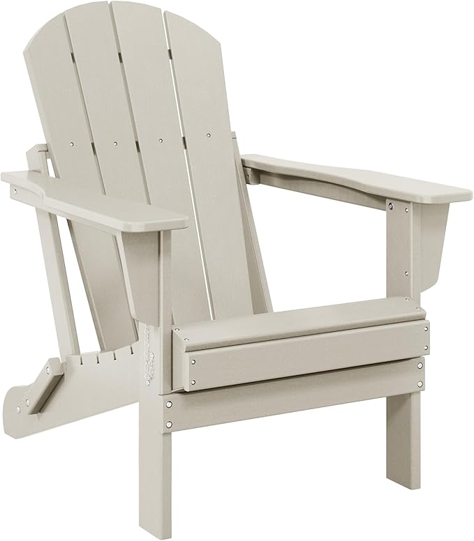 Westin Outdoors Laguna WO Home Outdoor Adirondack Folding Chair Lounger Seat Traditional Retro Home Furniture for Beach, Balcony, Backyard, Lawn, Patio, Pool, Deck, Garden (Sand)