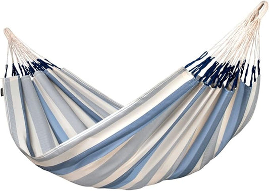 La Siesta® Large Double Brisa Classic Hammock, Outdoor Indoor Hammock Swing - Handmade Weather & Tear Resistant Backyard Bedroom Hammock, Sea Salt