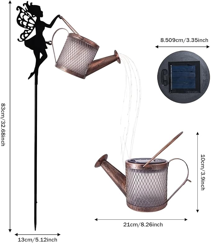 Solar Watering Can Lights Outdoor Decor, Metal Solar Fairy Light IP65 Waterproof, Hanging Garden Backyard Decor Lights Outside Patio Lawn, Gifts for Mom Grandma Women Birthday (Multicolor)