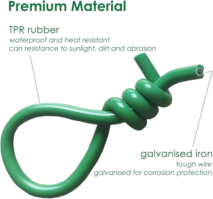 Soft Plant Tie Garden Plant Twist Tie TPR Plant Supply, for Supporting and Fixing Garden Planting Branches Vines, Stems, for Garden, Office, Home Organizing (164ft /3.5mm Diameter, Green)