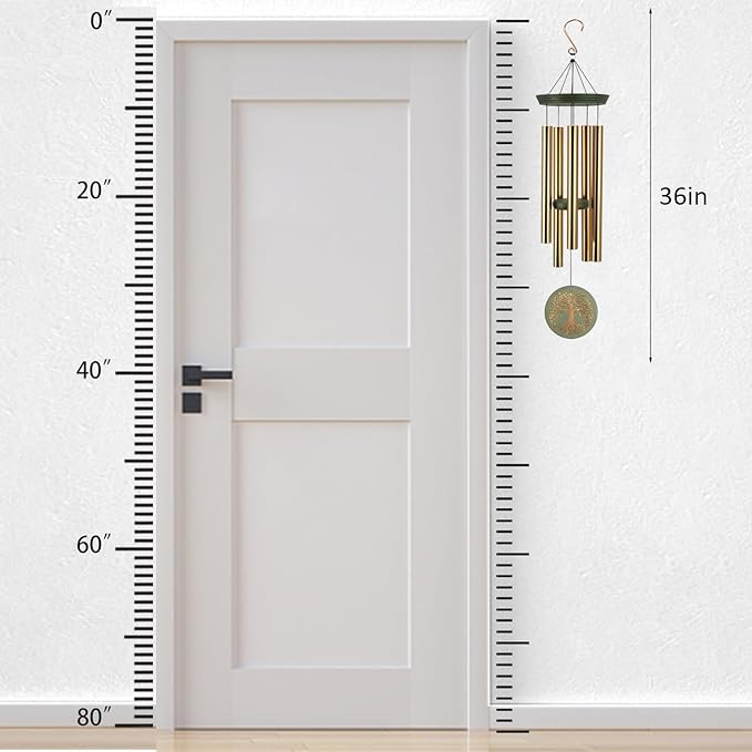 Gifts for Mom & Grandma - Outdoor Wind Chimes with Engraved Tree of Life, Large Patio Hanging Decor for Garden, Yard, Christmas, Anniversary Celebrations