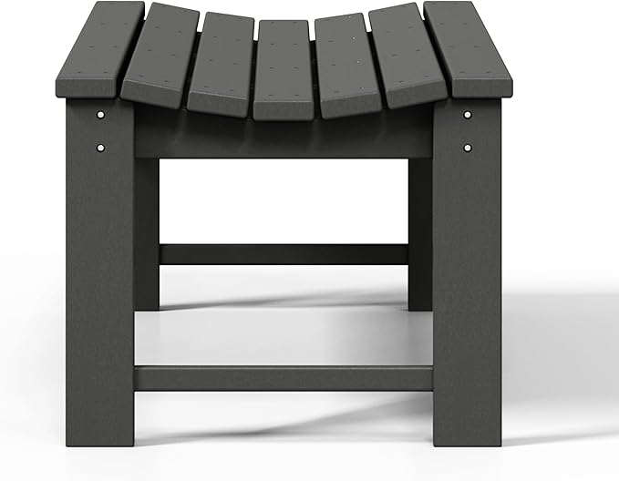 WestinTrends Malibu Outdoor Bench, All Weather Resistant Poly Lumber Backless Patio Garden Bench, Adirondack Curved Bench Seat for Comfort, Gray