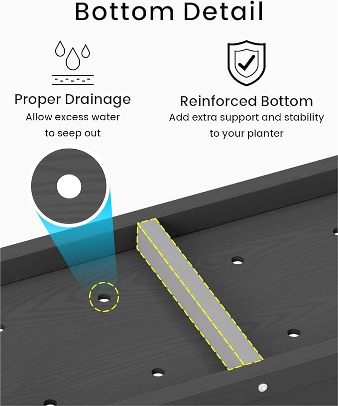 Small HDPE Raised Garden Bed, Elevated Planter Box with Legs, Outdoor All-Weather Planter Raised Beds for Seeds, Herb, Flower, Vegetable (Black)